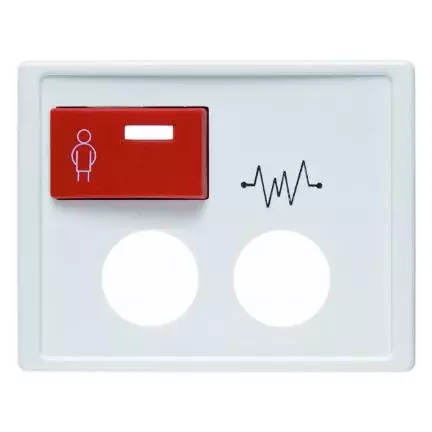  артикул 12180069 название Berker Центральная панель с красной кнопкой вызова и 2 отверстиями для контактного штыря цвет: поляр