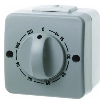  артикул 422805 название Berker Механический таймер с регулирующей кнопкой цвет: светло-серый/серый Aquatec IP44