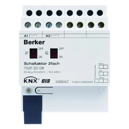  артикул 75312008 название Berker Исполнительное устройство 16 А, 2-канальное, REG цвет: светло-серый instabus KNX/EIB