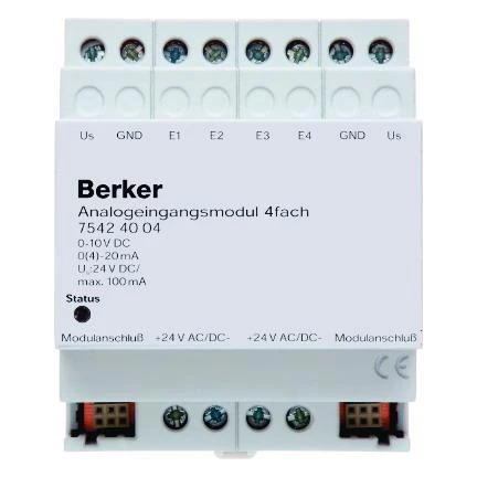  артикул 75424004 название Berker Входной аналоговый 4-канальный модуль REG цвет: светло-серый instabus KNX/EIB