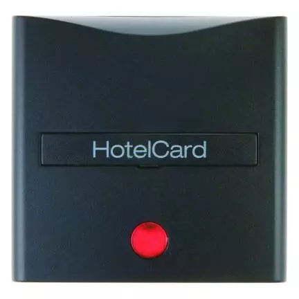  артикул 16401606 название Berker Hакладка карточного выключателя для гостиниц с оттиском и красной линзой цвет: антрацит, мато