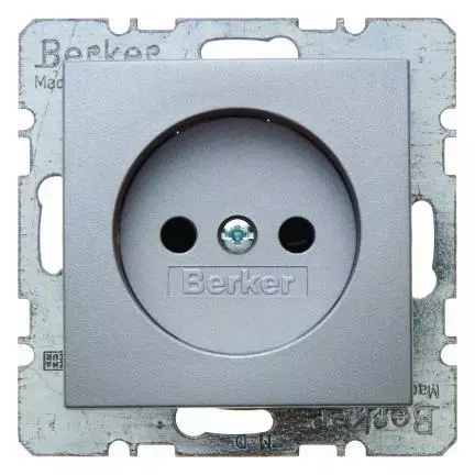  артикул 6167331404 название Berker Штепсельная розетка без защитного контакта цвет: алюминий, матовый Berker B.1/B.7 Glas