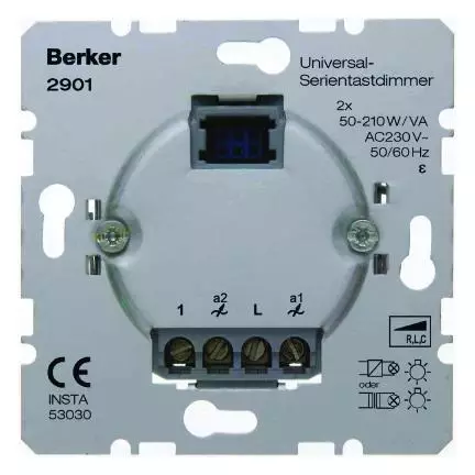  артикул 2901 название Berker Универсальный нажимной диммер двойного включения  Домашняя электроника