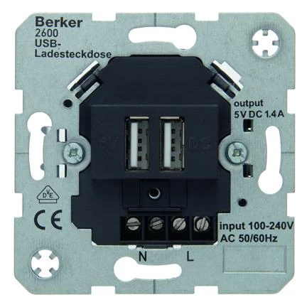  артикул 260005 название Berker USB-розетка для подзарядки 230 V цвет: антрацитовый