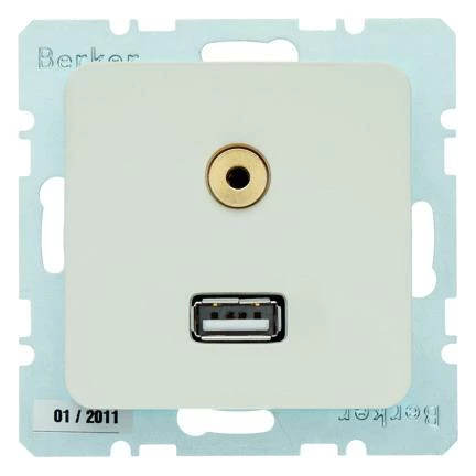  артикул 33153902 название Berker BMO USB/3.5mm AUDIO M2 цвет: белый