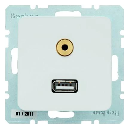  артикул 33153909 название Berker BMO USB/3.5mm AUDIO M2 цвет: полярная белезна