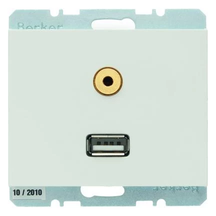  артикул 3315397009 название Berker BMO USB/3.5mm AUDIO K.1 цвет: полярная белезна