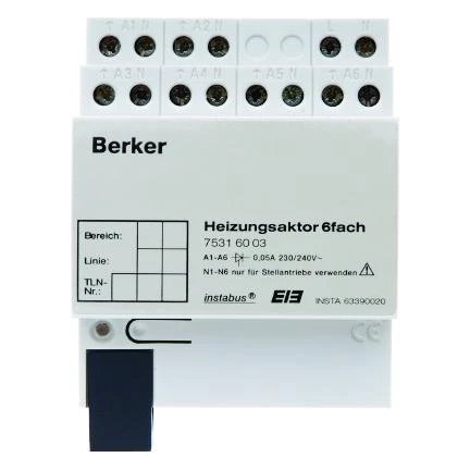  артикул 75316003 название Berker Исполнительное устройство управления отоплением Triac 230 В ~, 6-канальное, REG цвет: светло-