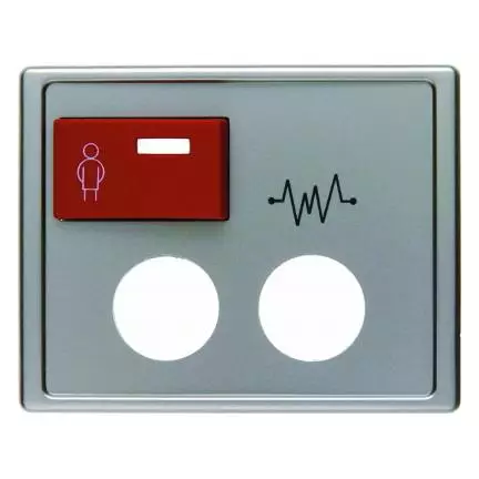  артикул 12189004 название Berker Центральная панель с красной кнопкой вызова и 2 отверстиями для контактного штыря цвет: сталь