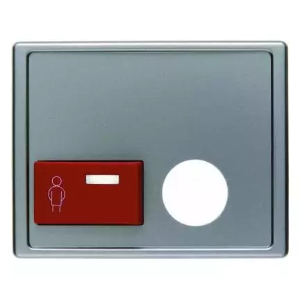  артикул 12249004 название Berker Центральная панель с красной кнопкой вызова и отверстием для контактного штыря цвет: стальной