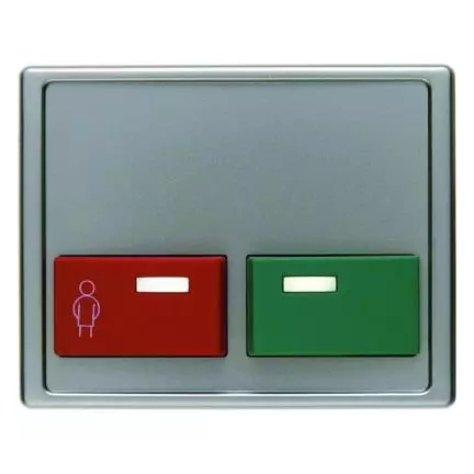  артикул 12499004 название Berker Центральная панель с красной кнопкой вызова и зеленой кнопкой выключения цвет: стальной, лак 