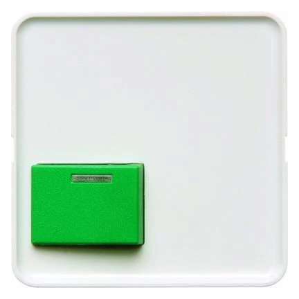  артикул 125149 название Berker Центральная панель для квитирующего переключателя с зеленой кнопкой цвет: полярная белезна, с