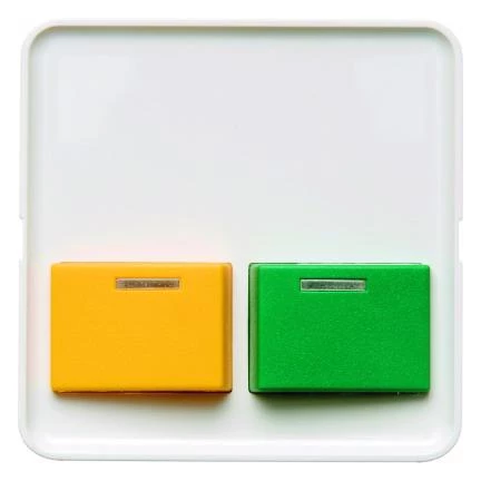  артикул 125349 название Berker Центральная панель с зеленой и желтой кнопкой квитирования цвет: полярная белезна, с блеском 