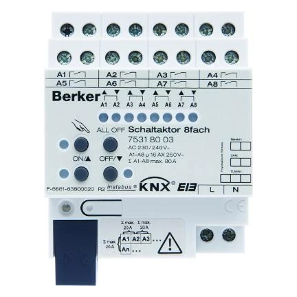  артикул 75318003 название Berker Исполнительное устройство/Исполнительное устройство управления жалюзи 4/8-канальное, 16 А цве