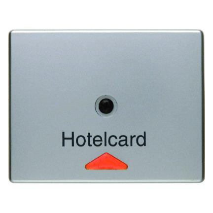  артикул 16419004 название Berker Hакладка карточного выключателя для гостиниц с оттиском и красной линзой цвет: стальной, лак 