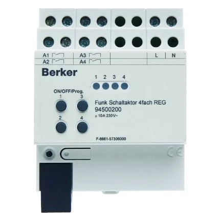  артикул 94500200 название Berker Радиоисполнительное устройство, 4-канальное REG цвет: светло-серый Radio bus