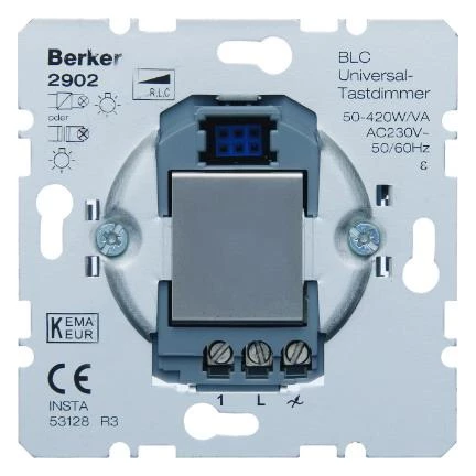  артикул 2902 название Berker Кнопочный универсальный нажимной диммер BLC  Домашняя электроника