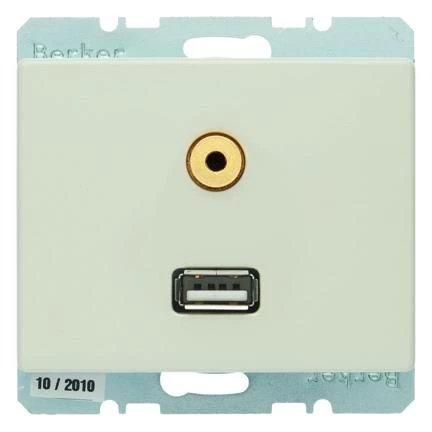  артикул 3315390002 название Berker BMO USB/3.5mm AUDIO AS цвет: белый