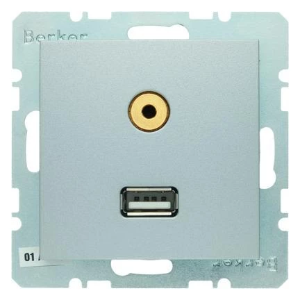  артикул 3315391404 название Berker BMO USB/3.5mm AUDIO B.x цвет: алюминевый матовый
