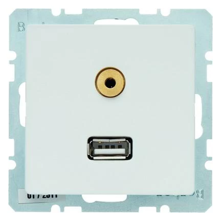  артикул 3315396089 название Berker BMO USB/3.5mm AUDIO Q1 цвет: полярная белезна