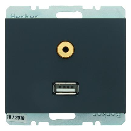  артикул 3315397006 название Berker BMO USB/3.5mm AUDIO K.1 цвет: антрацитовый