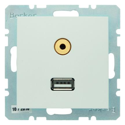  артикул 3315398989 название Berker BMO USB/3.5mm AUDIO S1 цвет: полярная белезна