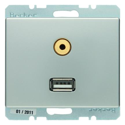  артикул 3315399004 название Berker BMO USB/3.5mm AUDIO AS цвет: лакированный алюминий